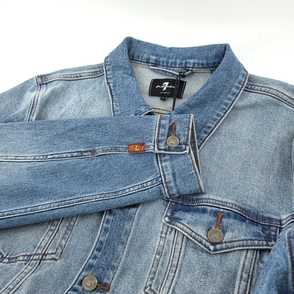 7 For All Mankind Mens The Perfect Trucker Jacket Denim Blue Stow Small NWT